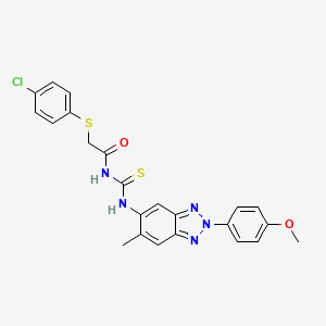 2-[(4-chlorophenyl)sulfanyl]-N-{[2-(4-methoxyphenyl)-6-methyl-2H-benzotriazol-5-yl]carbamothioyl}acetamide