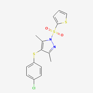 4-[(4-CHLOROPHENYL)SULFANYL]-3,5-DIMETHYL-1-(THIOPHENE-2-SULFONYL)-1H-PYRAZOLE