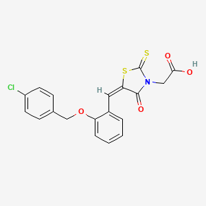 ((5E)-5-{2-[(4-chlorobenzyl)oxy]benzylidene}-4-oxo-2-thioxo-1,3-thiazolidin-3-yl)acetic acid