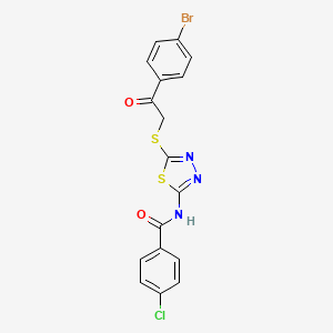 N-[5-[2-(4-bromophenyl)-2-oxoethyl]sulfanyl-1,3,4-thiadiazol-2-yl]-4-chlorobenzamide