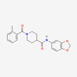 N-1,3-benzodioxol-5-yl-1-(2-methylbenzoyl)-4-piperidinecarboxamide