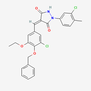 (4Z)-4-{[4-(BENZYLOXY)-3-CHLORO-5-ETHOXYPHENYL]METHYLIDENE}-1-(3-CHLORO-4-METHYLPHENYL)PYRAZOLIDINE-3,5-DIONE