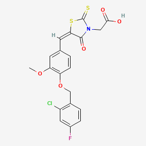 [(5E)-5-{4-[(2-chloro-4-fluorobenzyl)oxy]-3-methoxybenzylidene}-4-oxo-2-thioxo-1,3-thiazolidin-3-yl]acetic acid