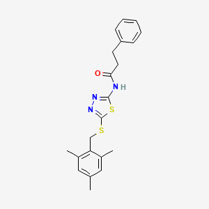 N-{5-[(mesitylmethyl)thio]-1,3,4-thiadiazol-2-yl}-3-phenylpropanamide