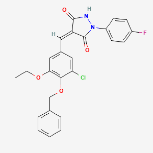 (4Z)-4-{[4-(Benzyloxy)-3-chloro-5-ethoxyphenyl]methylidene}-1-(4-fluorophenyl)pyrazolidine-3,5-dione