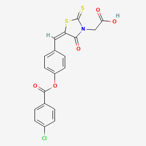 2-[(5E)-5-{[4-(4-CHLOROBENZOYLOXY)PHENYL]METHYLIDENE}-4-OXO-2-SULFANYLIDENE-1,3-THIAZOLIDIN-3-YL]ACETIC ACID