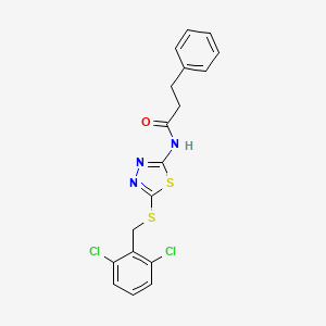 N-{5-[(2,6-dichlorobenzyl)sulfanyl]-1,3,4-thiadiazol-2-yl}-3-phenylpropanamide