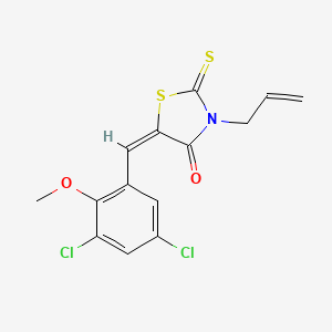 (5E)-5-[(3,5-DICHLORO-2-METHOXYPHENYL)METHYLIDENE]-3-(PROP-2-EN-1-YL)-2-SULFANYLIDENE-1,3-THIAZOLIDIN-4-ONE