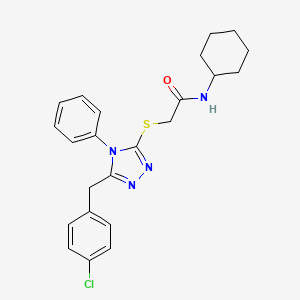 2-[[5-[(4-chlorophenyl)methyl]-4-phenyl-1,2,4-triazol-3-yl]sulfanyl]-N-cyclohexylacetamide