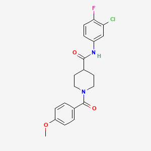 N-(3-chloro-4-fluorophenyl)-1-(4-methoxybenzoyl)piperidine-4-carboxamide