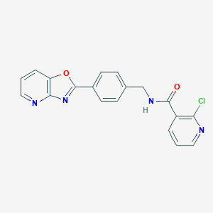 molecular formula C19H13ClN4O2 B365763 2-chloro-N-(4-[1,3]oxazolo[4,5-b]pyridin-2-ylbenzyl)nicotinamide CAS No. 895080-88-3