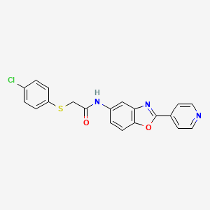 2-(4-chlorophenyl)sulfanyl-N-(2-pyridin-4-yl-1,3-benzoxazol-5-yl)acetamide