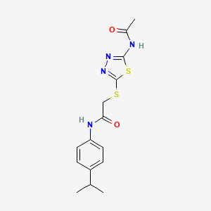 2-{[5-(acetylamino)-1,3,4-thiadiazol-2-yl]sulfanyl}-N-[4-(propan-2-yl)phenyl]acetamide