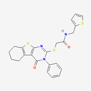 2-[(4-oxo-3-phenyl-5,6,7,8-tetrahydro-[1]benzothiolo[2,3-d]pyrimidin-2-yl)sulfanyl]-N-(thiophen-2-ylmethyl)acetamide