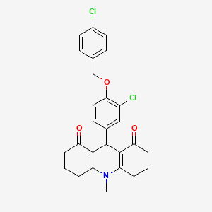 9-[3-chloro-4-[(4-chlorophenyl)methoxy]phenyl]-10-methyl-3,4,5,6,7,9-hexahydro-2H-acridine-1,8-dione