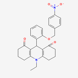 10-ethyl-9-[2-[(4-nitrophenyl)methoxy]phenyl]-3,4,5,6,7,9-hexahydro-2H-acridine-1,8-dione