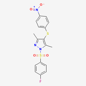 1-(4-fluorophenyl)sulfonyl-3,5-dimethyl-4-(4-nitrophenyl)sulfanylpyrazole