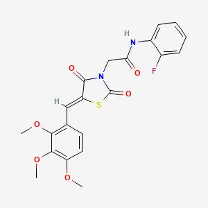 2-[(5Z)-2,4-dioxo-5-(2,3,4-trimethoxybenzylidene)-1,3-thiazolidin-3-yl]-N-(2-fluorophenyl)acetamide