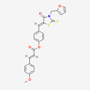 [4-[(Z)-[3-(furan-2-ylmethyl)-4-oxo-2-sulfanylidene-1,3-thiazolidin-5-ylidene]methyl]phenyl] (E)-3-(4-methoxyphenyl)prop-2-enoate