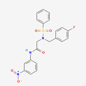 2-[benzenesulfonyl-[(4-fluorophenyl)methyl]amino]-N-(3-nitrophenyl)acetamide