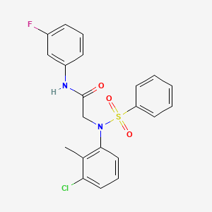 2-[N-(benzenesulfonyl)-3-chloro-2-methylanilino]-N-(3-fluorophenyl)acetamide