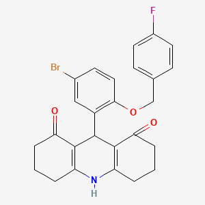 9-[5-Bromo-2-[(4-fluorophenyl)methoxy]phenyl]-2,3,4,5,6,7,9,10-octahydroacridine-1,8-dione