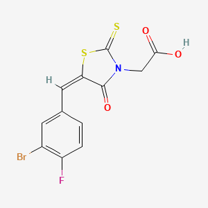 2-[(5E)-5-[(3-bromo-4-fluorophenyl)methylidene]-4-oxo-2-sulfanylidene-1,3-thiazolidin-3-yl]acetic acid