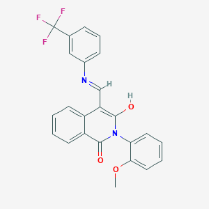 (4E)-2-(2-Methoxyphenyl)-4-({[3-(trifluoromethyl)phenyl]amino}methylidene)-1,2,3,4-tetrahydroisoquinoline-1,3-dione