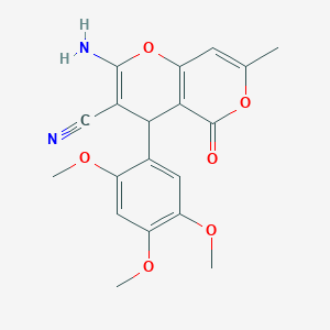 2-amino-7-methyl-5-oxo-4-(2,4,5-trimethoxyphenyl)-4H,5H-pyrano[4,3-b]pyran-3-carbonitrile