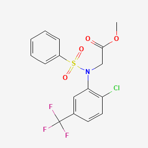 molecular formula C16H13ClF3NO4S B3658962 methyl N-[2-chloro-5-(trifluoromethyl)phenyl]-N-(phenylsulfonyl)glycinate 