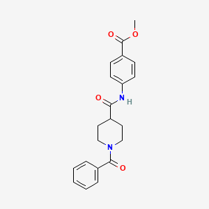 molecular formula C21H22N2O4 B3659587 Methyl 4-(1-benzoylpiperidine-4-amido)benzoate 