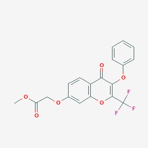 molecular formula C19H13F3O6 B3659792 methyl 2-{[4-oxo-3-phenoxy-2-(trifluoromethyl)-4H-chromen-7-yl]oxy}acetate 