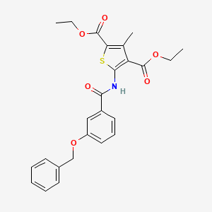 molecular formula C25H25NO6S B3659908 Diethyl 5-({[3-(benzyloxy)phenyl]carbonyl}amino)-3-methylthiophene-2,4-dicarboxylate 