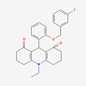 10-ethyl-9-{2-[(3-fluorobenzyl)oxy]phenyl}-3,4,6,7,9,10-hexahydro-1,8(2H,5H)-acridinedione