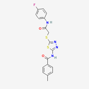 N-[5-({2-[(4-fluorophenyl)amino]-2-oxoethyl}thio)-1,3,4-thiadiazol-2-yl]-4-methylbenzamide