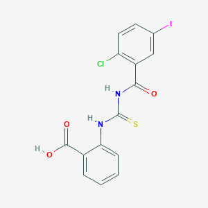 2-({[(2-Chloro-5-iodophenyl)carbonyl]carbamothioyl}amino)benzoic acid