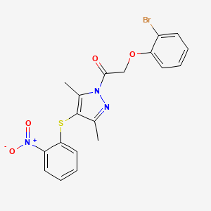 2-(2-Bromophenoxy)-1-[3,5-dimethyl-4-(2-nitrophenyl)sulfanylpyrazol-1-yl]ethanone