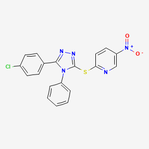 2-{[5-(4-chlorophenyl)-4-phenyl-4H-1,2,4-triazol-3-yl]sulfanyl}-5-nitropyridine