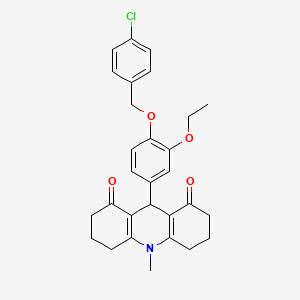 9-{4-[(4-chlorobenzyl)oxy]-3-ethoxyphenyl}-10-methyl-3,4,6,7,9,10-hexahydro-1,8(2H,5H)-acridinedione