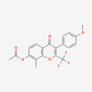 3-(4-methoxyphenyl)-8-methyl-4-oxo-2-(trifluoromethyl)-4H-chromen-7-yl acetate