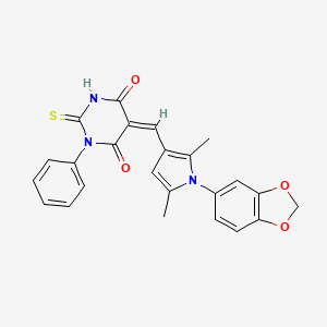 (5Z)-5-{[1-(1,3-benzodioxol-5-yl)-2,5-dimethyl-1H-pyrrol-3-yl]methylidene}-1-phenyl-2-thioxodihydropyrimidine-4,6(1H,5H)-dione