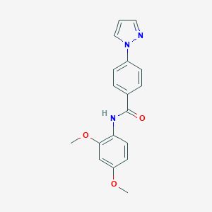 molecular formula C18H17N3O3 B366092 N-(2,4-dimethoxyphenyl)-4-pyrazol-1-ylbenzamide CAS No. 957027-63-3