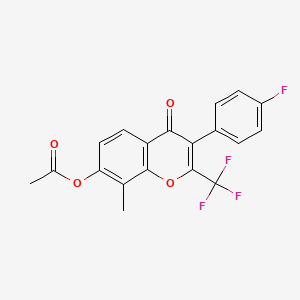 3-(4-fluorophenyl)-8-methyl-4-oxo-2-(trifluoromethyl)-4H-chromen-7-yl acetate