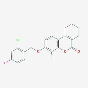 3-[(2-CHLORO-4-FLUOROPHENYL)METHOXY]-4-METHYL-6H,7H,8H,9H,10H-CYCLOHEXA[C]CHROMEN-6-ONE