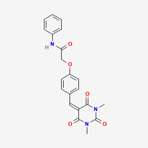 2-{4-[(1,3-dimethyl-2,4,6-trioxotetrahydropyrimidin-5(2H)-ylidene)methyl]phenoxy}-N-phenylacetamide