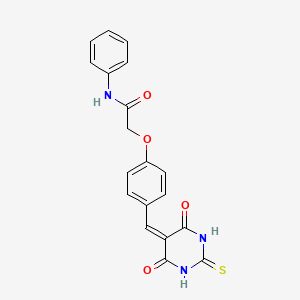 2-(4-((4,6-dioxo-2-thioxotetrahydropyrimidin-5(2h)-ylidene)methyl)phenoxy)-N-phenylacetamide