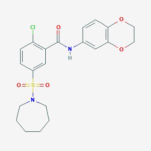 5-(azepan-1-ylsulfonyl)-2-chloro-N-(2,3-dihydro-1,4-benzodioxin-6-yl)benzamide