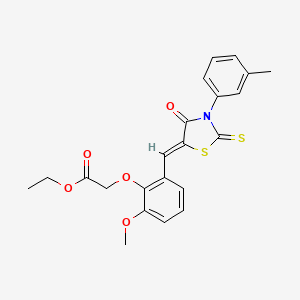 ethyl 2-[2-methoxy-6-[(Z)-[3-(3-methylphenyl)-4-oxo-2-sulfanylidene-1,3-thiazolidin-5-ylidene]methyl]phenoxy]acetate