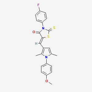 (5Z)-3-(4-fluorophenyl)-5-[[1-(4-methoxyphenyl)-2,5-dimethylpyrrol-3-yl]methylidene]-2-sulfanylidene-1,3-thiazolidin-4-one