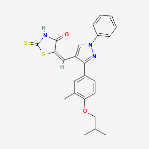 (5E)-5-[[3-[3-methyl-4-(2-methylpropoxy)phenyl]-1-phenylpyrazol-4-yl]methylidene]-2-sulfanylidene-1,3-thiazolidin-4-one